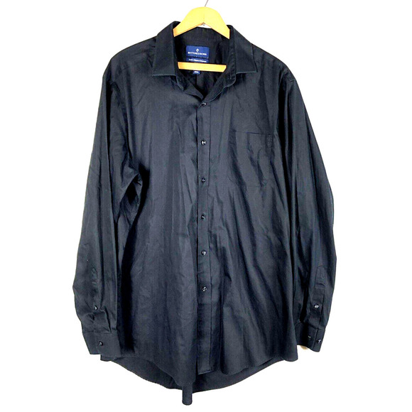 Buttoned Down Brand Dress Shirt 17.5 17 1/2 Black Long Sleeve Mens Supima Cotton - Picture 1 of 4